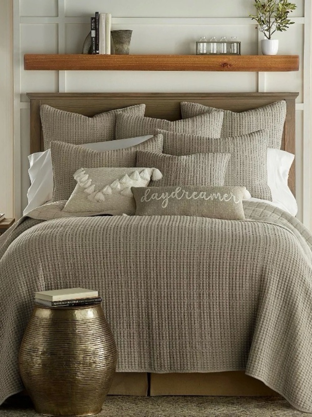 Levtex Home Taupe Mills Waffle Quilt Set KING 122x106 bedspread